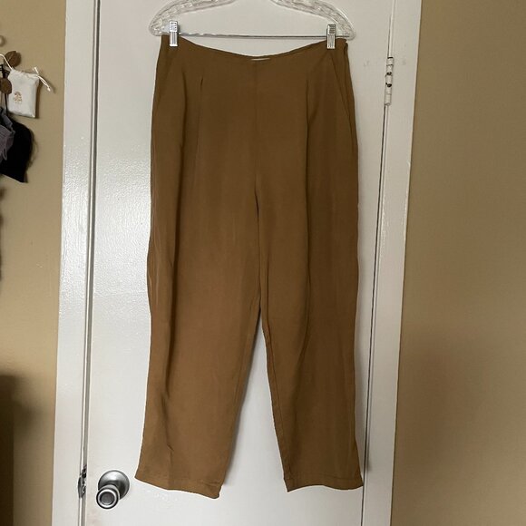 Amanda Moss Peggy Pant in Camel Tencel, Size Large - Picture 2 of 6